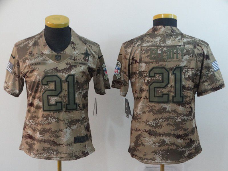 Women Dallas cowboys #21 Elliott Nike Camo Salute to Service Retired Player Limited NFL Jersey->youth nfl jersey->Youth Jersey